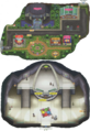 Plan de la Rue du Dôme Royal et du Dôme Royal dans Pokémon Ultra-Soleil et Ultra-Lune.