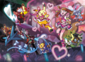 Artwork d'Atalante avec Flora et Brice lors d'un Concours Pokémon.