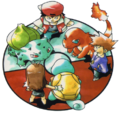 Illustration de couverture du guide officiel de Pokémon Rouge et Bleu.