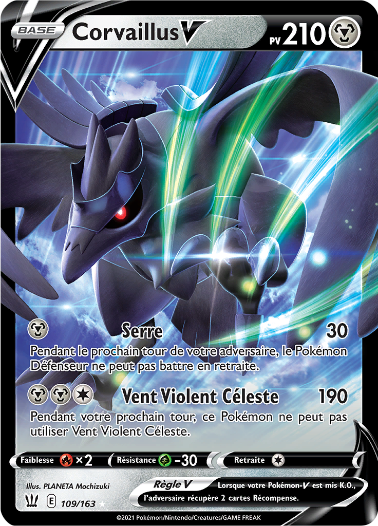 Liste Cartes Pokémon Style De Combat Corvaillus-V (Épée et Bouclier Styles de Combat 109) — Poképédia