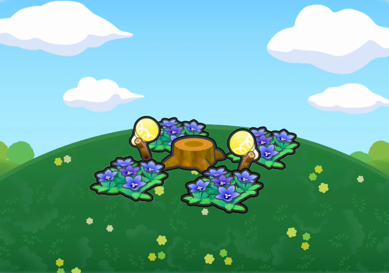 Fichier:Scène souche bordée de fleurs Pokopia.png