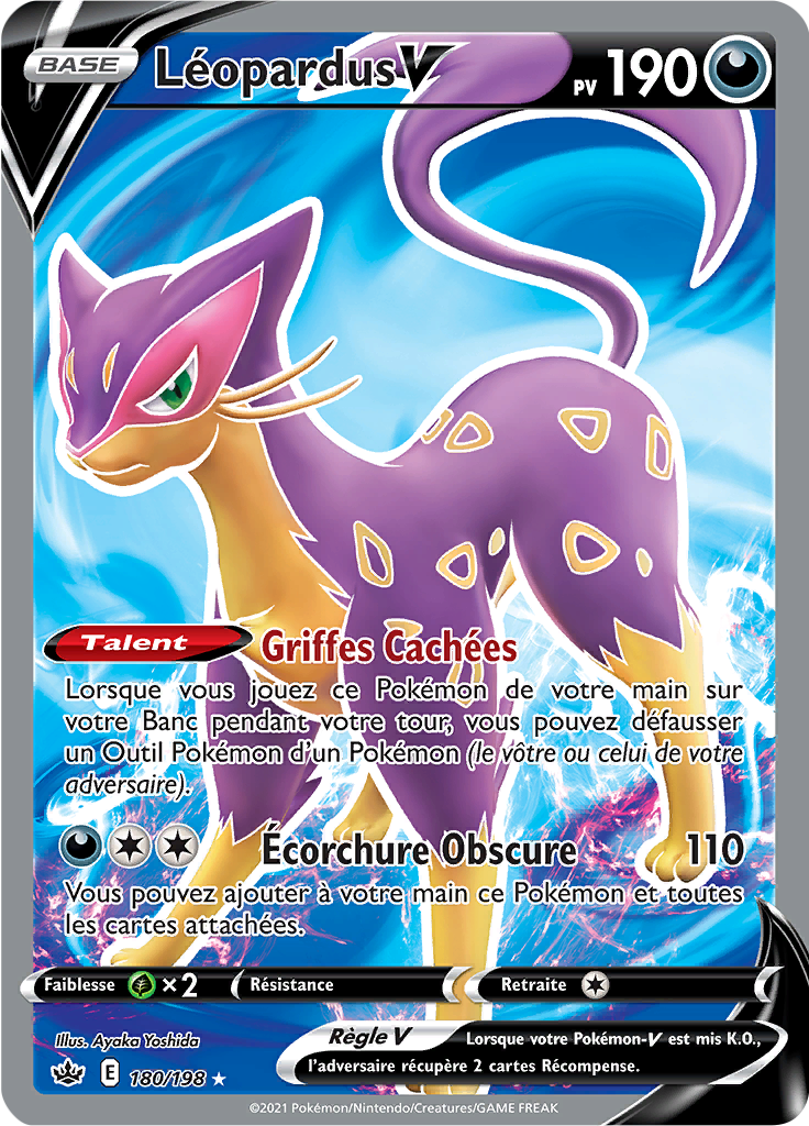 Pokemon Regne de Glace EB06 VF 104/198 Léopardus-V Holo rare V Epee et Bouclier