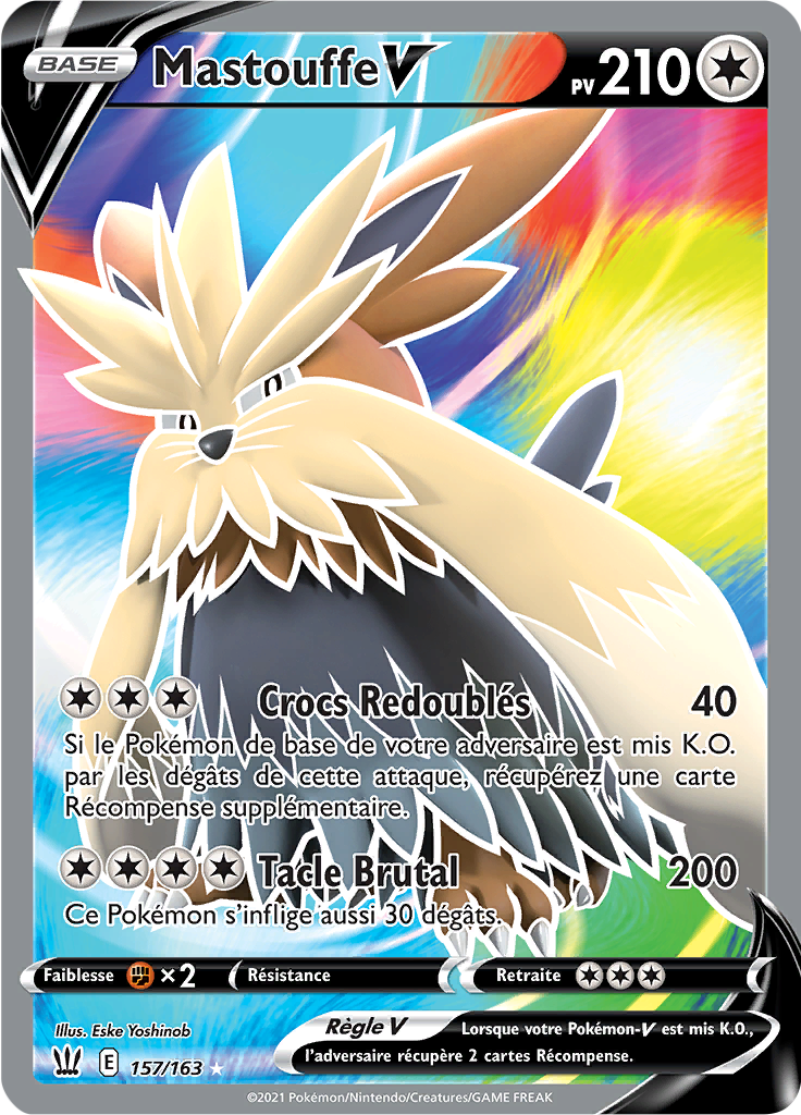 Liste Cartes Pokémon Style De Combat Mastouffe-V (Épée et Bouclier Styles de Combat 157) — Poképédia