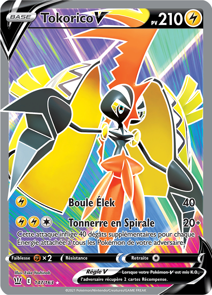 Pokemon Style De Combat Carte Rare Sammeln & Seltenes Pokemon 50/163 Tokorico V Ultra Rare EB05 Epee et