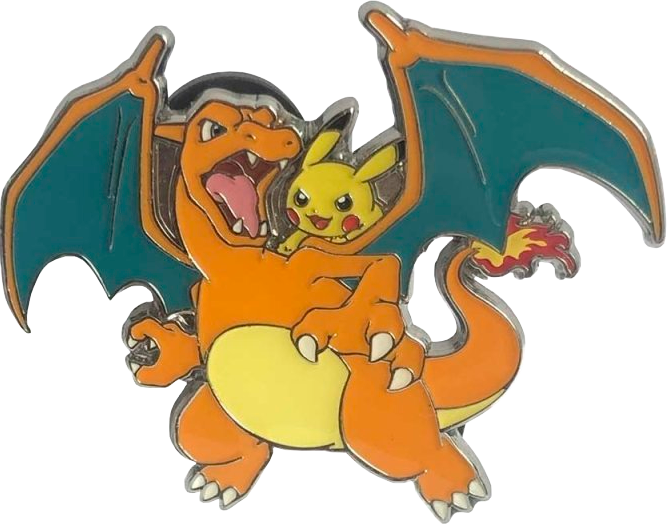 Fichier:Pin's Dracaufeu et Pikachu (Collection Ultra-Premium Célébrations) JCC.png