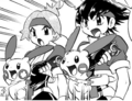 Lunick et Solana, accompagnés de leur Négapi et Posipi dans Pokémon Ranger.