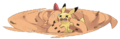 Artwork de Trépassable piégeant un Pikachu.