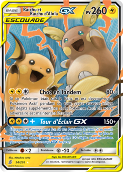 Raichu et Raichu d'Alola-GX (Soleil et Lune Harmonie des Esprits 54)