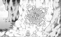 Le symbole du Fragment de Relique au fond de la Caverne Saline dans le manga Pokémon Fushigi no Dungeon: Honō no Tankentai.