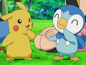 DP121 - Pikachu de Sacha et Tiplouf d'Aurore.png