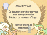 Pokédex d'Unys (capture d'écran NB)