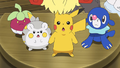 Croquine (de Barbara), Togedemaru (de Chrys), Pikachu (de Sacha) et Otaquin (de Néphie)