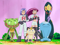 Vortente (de James), Miaouss (Team Rocket), Qulbutoké (de Jessie) et Séviper (de Jessie)