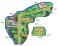 Plan du Cimetière d'Ekaeka, du Champ de Baies et de la Route 2 dans Pokémon Soleil et Lune.