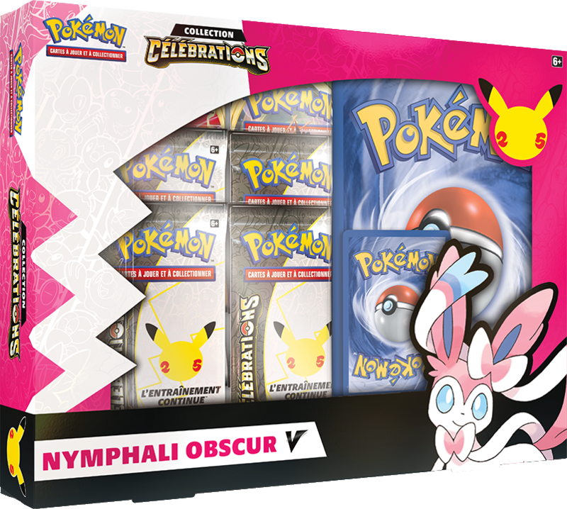 Coffret 10 Cartes Pokémon Françaises – Nymphali Obscure V – Ultraboost – Épée & Bouclier Célébrations 25 Ans