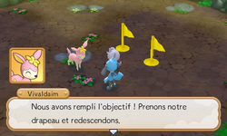 L'équipe du joueur arrive en premier, et récupère le drapeau.