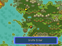 La localisation de la Grotte Eclair dans Pokémon Donjon Mystère : Équipe de Secours Rouge et Bleue.