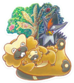 Étouraptor, Keunotor et Castorno de Pokémon Diamant Étincelant et Perle Scintillante