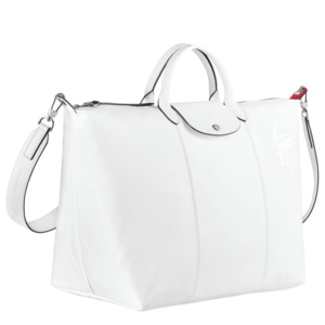 Longchamp Sac de voyage blanc trois quart.png