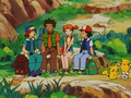 Pikachu (de Sacha), Sparky (de Richie) et Togepi (d'Ondine)