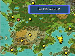 La localisation de l'Eau Merveilleuse dans Pokémon Donjon Mystère : Équipe de Secours Rouge et Bleue.