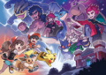 Artwork du Conseil 4 de la Ligue Indigo dans Pokémon : Let's Go, Pikachu et Let's Go, Évoli.