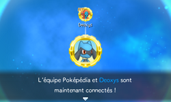 …et une fois avoir pris l'escalier, Deoxys se « connecte » automatiquement à l'équipe.