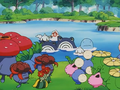 Mystherbe, Ortide, Rafflesia, Têtarte, Otaria, Poissirène, Joliflor, Granivol, Floravol, Cotovol et Maraiste (du Laboratoire Pokémon du Professeur Chen)