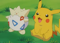 Togepi (d'Ondine) et Pikachu (de Sacha)