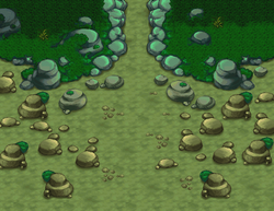 L'entrée de la falaise (vue d'ensemble dans Pokémon Donjon Mystère : Explorateurs du Temps et de l'Ombre).