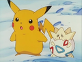 Pikachu (de Sacha) et Togepi (d'Ondine)