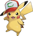 Artwork du Pikachu à la Casquette Partenaire pour Pokémon Ultra-Soleil et Ultra-Lune.