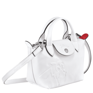 Longchamp Petit sac à main blanc trois quart.png