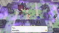 Le grand spectre et plusieurs petits spectres dans Pokémon : Let's Go, Pikachu et Let's Go, Évoli.