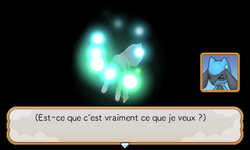Mew commence à scintiller et à disparaître, mais le joueur refuse de le voir partir.