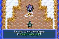 La Plume Crépuscule se transformant en Plume Arc-en-Ciel dans Pokémon Donjon Mystère : Équipe de Secours Rouge et Bleue.