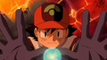 Sacha maitrisant le pouvoir de l'aura dans Pokémon : Lucario et le Mystère de Mew.