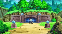 Arrivée du Pokégroupe devant l'Arène de Flocombe.