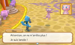 Mew qui se comporte comme le faisait le partenaire du joueur.