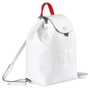 Longchamp Sac à dos blanc trois quart.png