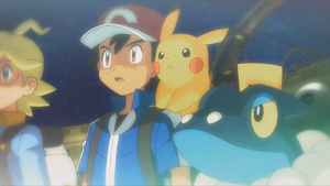 XY116 - Pikachu et Croâporal de Sacha (Flash-back).png