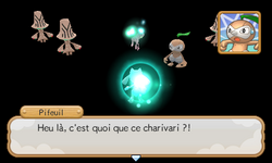Le Foulard de l'Amitié du joueur scintille en écho avec Mew…