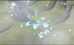 Kyurem se précipite sur le joueur piétinant ce qu'il reste de Trioxhydre.
