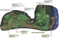 Plan de la Colline Memento et de la Côte Reculée d'Akala dans Pokémon Ultra-Soleil et Ultra-Lune.