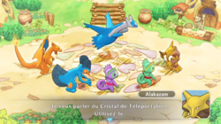 Alakazam propose d'utiliser le Cristal de Téléportation.