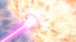 ...qui frappe la météorite de plein fouet.