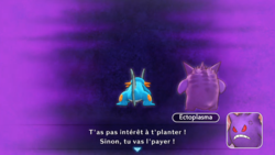 Ectoplasma menace le joueur de répondre correctement au juge des ténèbres.