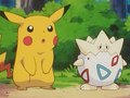 Pikachu (de Sacha) et Togepi (d'Ondine)