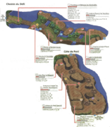 Plan de la Côte de Poni, et du Chemin du Défi dans Pokémon Ultra-Soleil et Ultra-Lune.