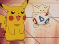 Pikachu (de Sacha) et Togepi (d'Ondine)